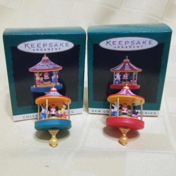 Hallmark 1995 1996 Santa's Little Big Top Carousel mini Ornament LOT - Picture 1 of 2